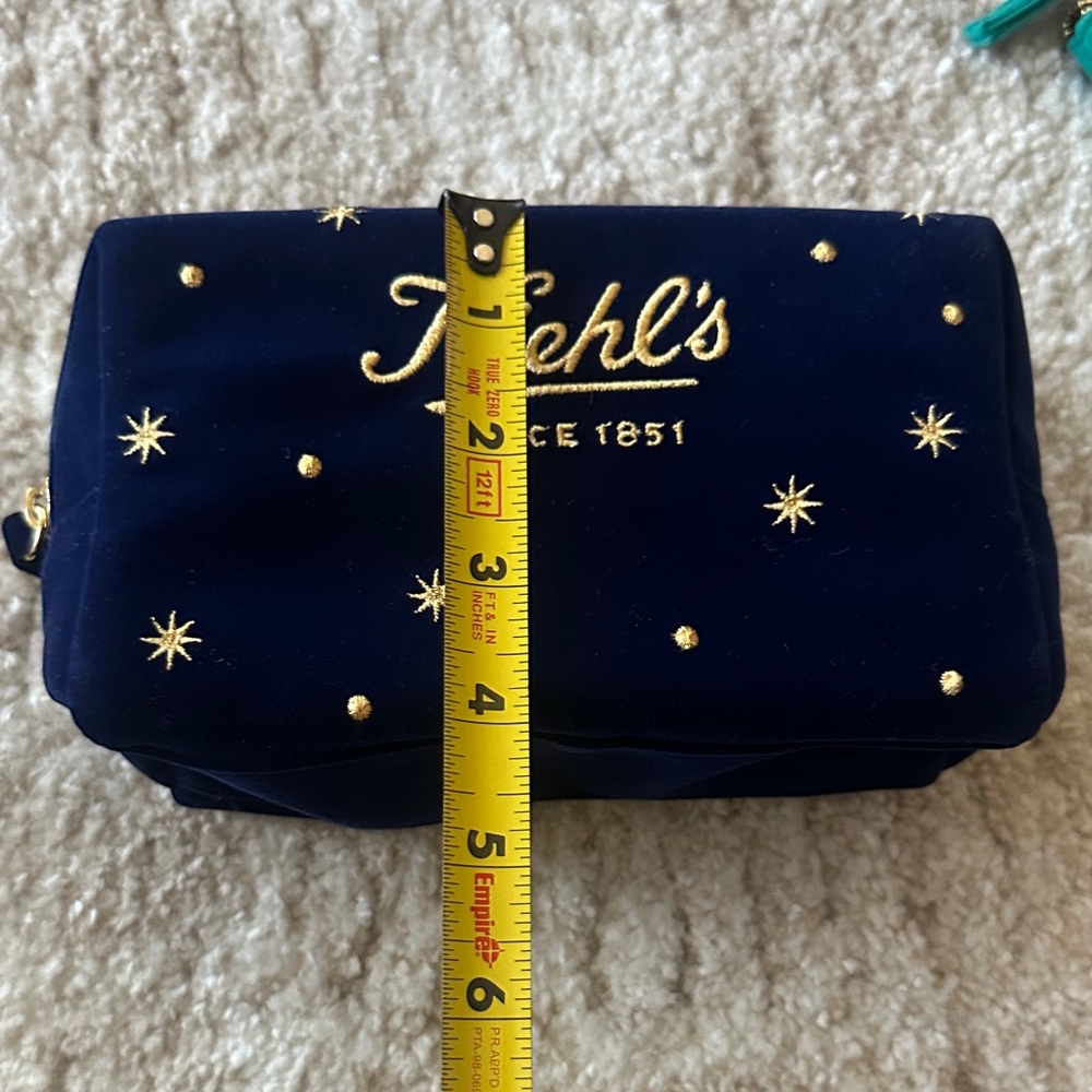 New Kiehl's Blue and Teal Cosmetic Bags with Gold Accents - Picture 5 of 8